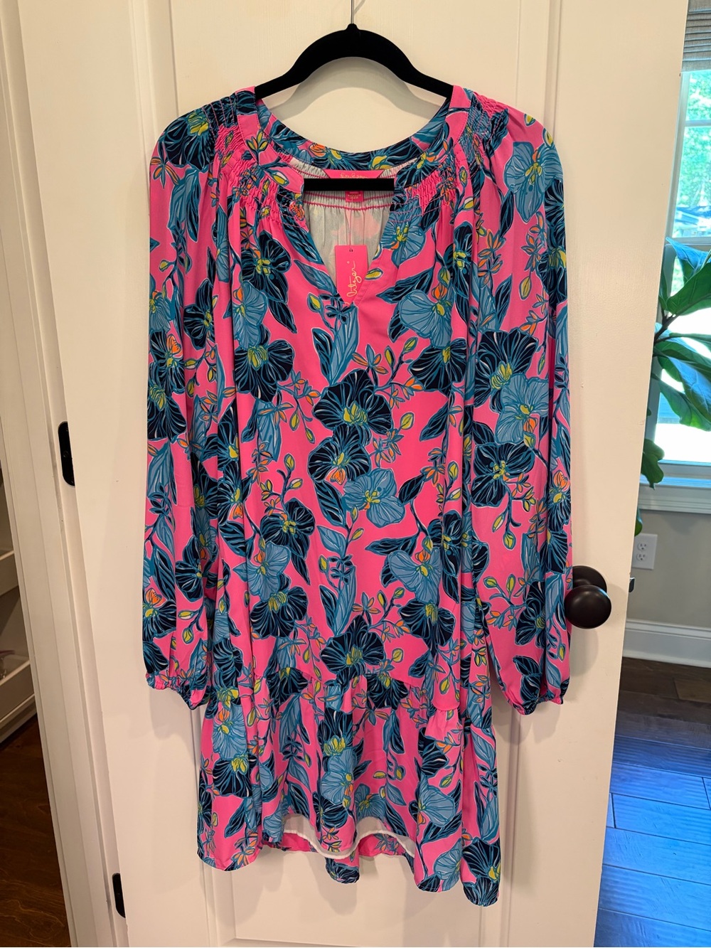 NWT- Lilly Pulitzer Lucee Long Sleeve Dress- Pink Isle Blooming for You - XL